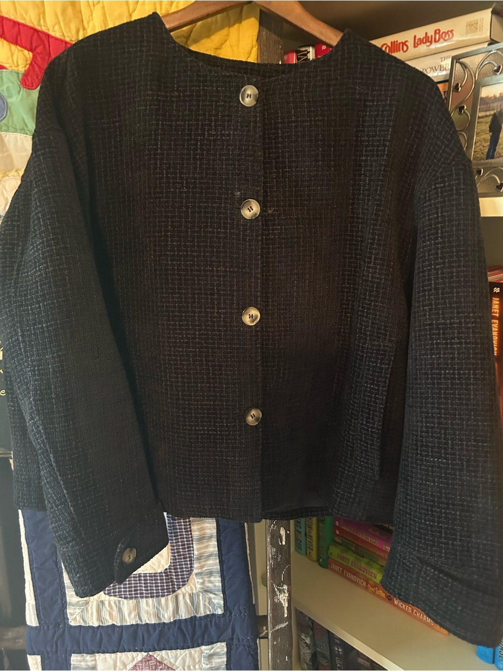Classic Black Women's Button-Front Jacket